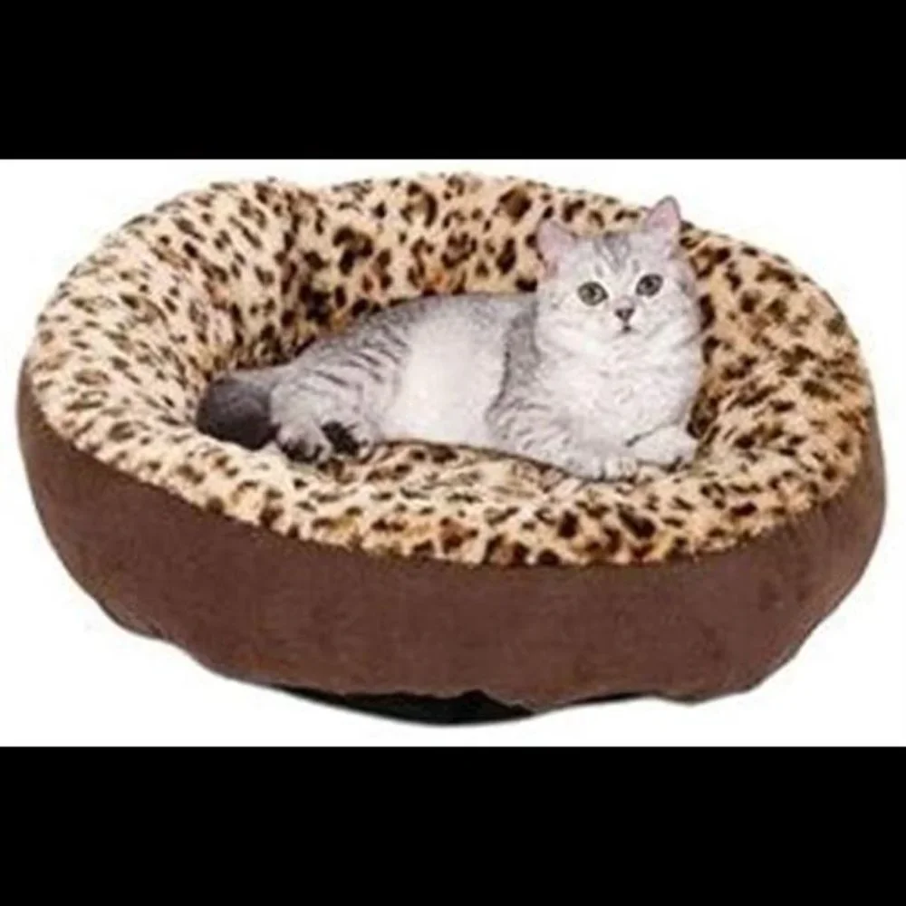 Pet Round Animal Print Pet Bed for Small Dogs and Cats 18-inch by 18-inch